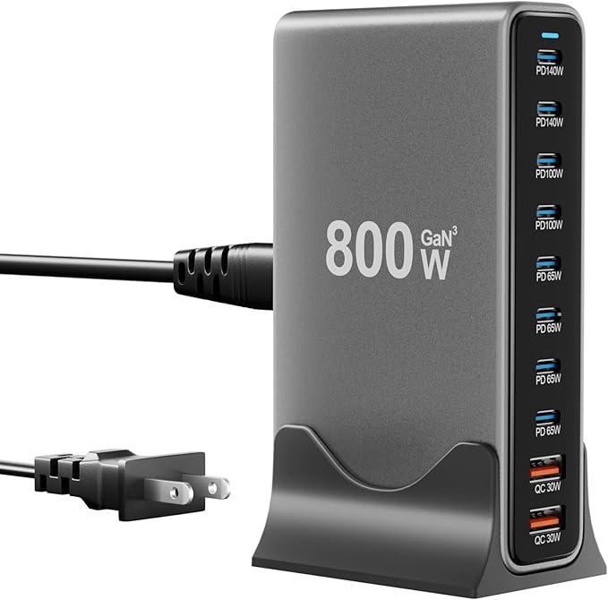 800W USB C Charger Block, 10 Port Charging Station, GaN Ⅲ Charging Station by MenlonigtIncbatterycharger