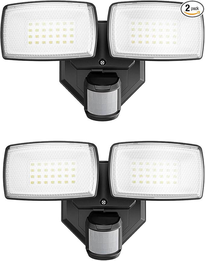 Onforu 32W 2 Head Motion Sensor Outdoor Lights, 3200LM 6500K Hardwired LED by Onforu