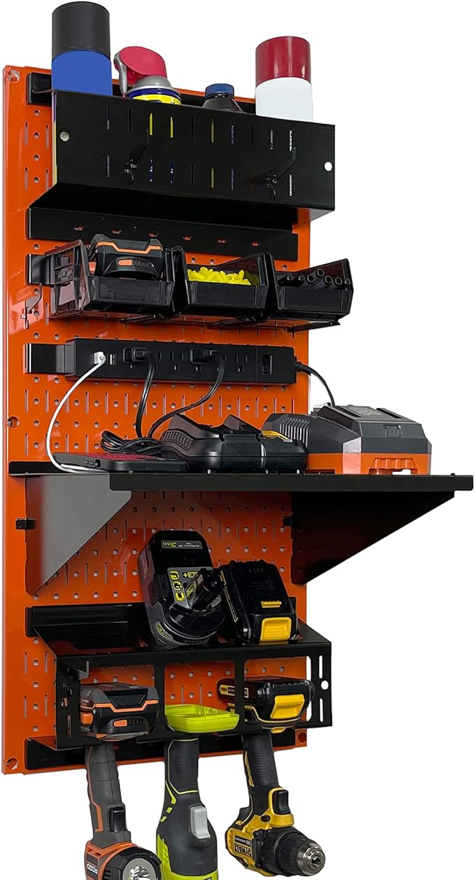 Wall Control Power Tool Storage Organizer Kit Cordless Drill Holder Charging by Wall+Control