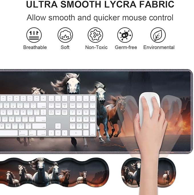 Ergonomic Keyboard Wrist Rest & Mouse Pad Wrist Rest Set, Large XXL Gaming Desk - Image 3