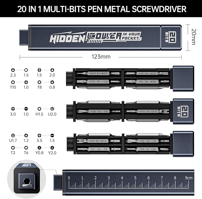 JAKEMY 20 in 1 Metal Precision Screwdriver Set, Manual Pen Shaped Screwdriver - Image 3