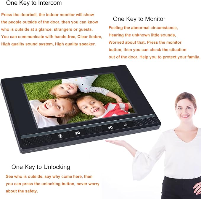 Wired Video Intercom System, 7 Inch Monitor and Aluminum Alloy Doorbell Camera - Image 3