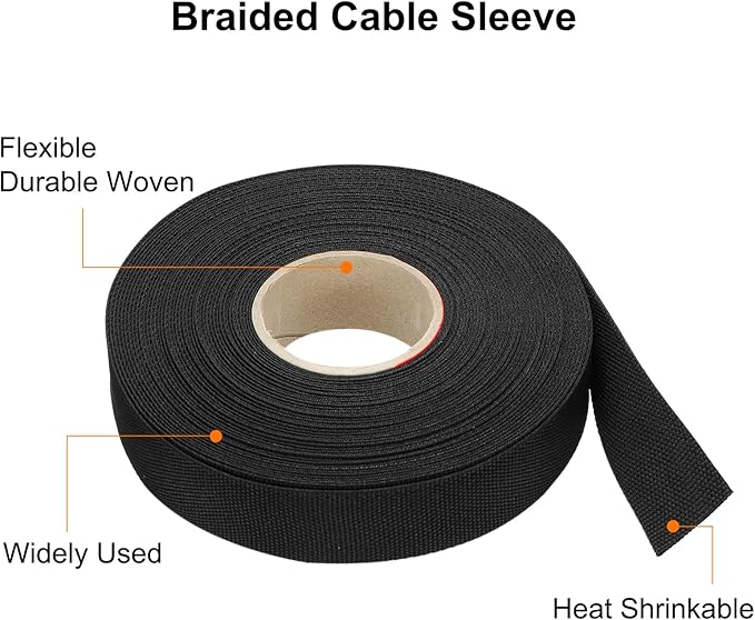 MECCANIXITY Braided Cable Sleeves Heat Shrinkable Fabric Sleeving, 7/8" 60ft - Image 4