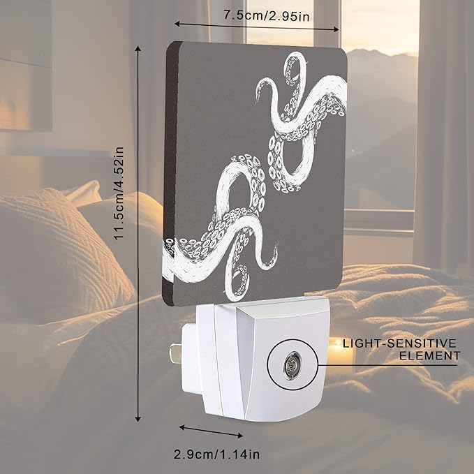 Smoaffly Octopus Night Light Plug-in LED Nightlights Auto Sensor Night Lamp - Image 4