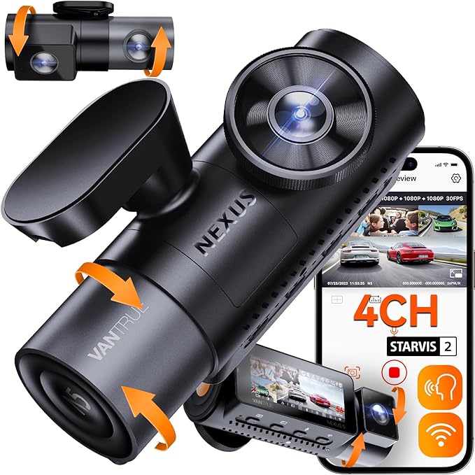 Vantrue N5 4 Channel WiFi 360° All Sides Dash Cam, STARVIS 2, IR Night Vision by VANTRUE