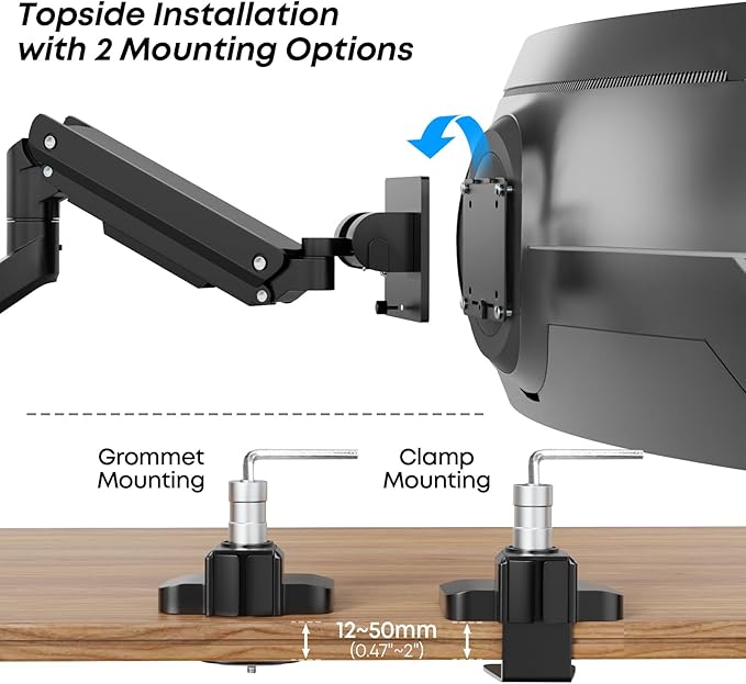 Premium Heavy Duty Monitor Arm for 17 to 49 inch Screens up to 44lbs, Fully - Image 7