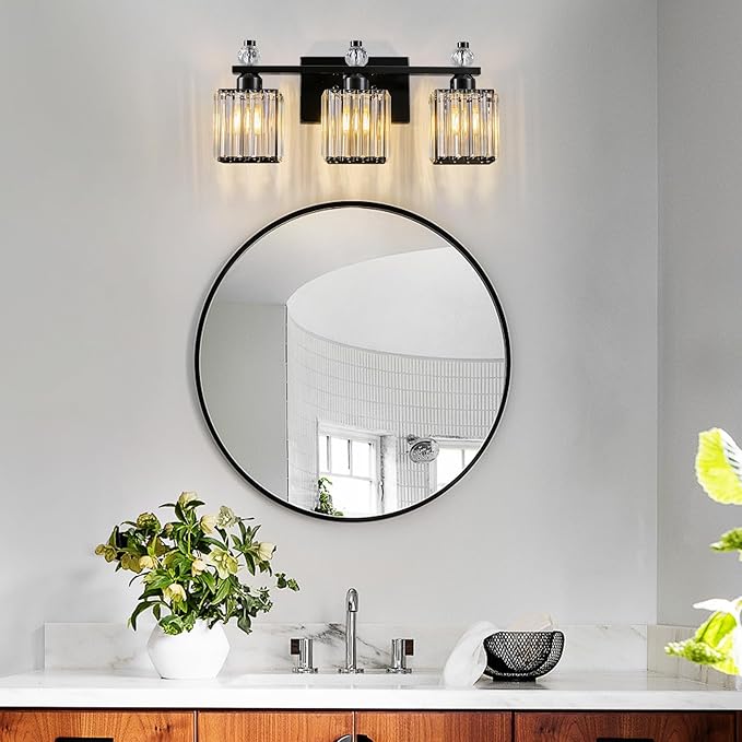 FDPBY Black Bathroom Vanity Lights Crystal Vanity Light Bathroom Lighting - Image 3
