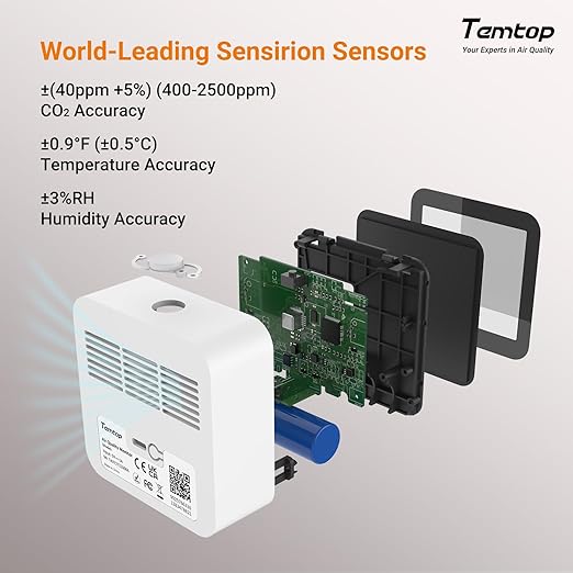 Temtop CO2 Monitor Indoor Air Quality Monitor 3 in 1 CO2 Meter, 180 Days - Image 6