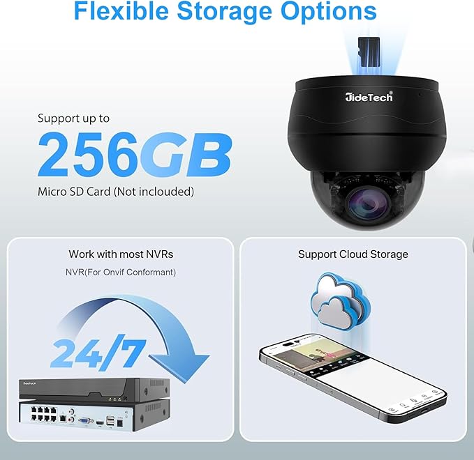 JideTech 10X Hybrid Zoom 4K 8MP Outdoor PTZ IP PoE Dome Camera Indoor, Auto - Image 7