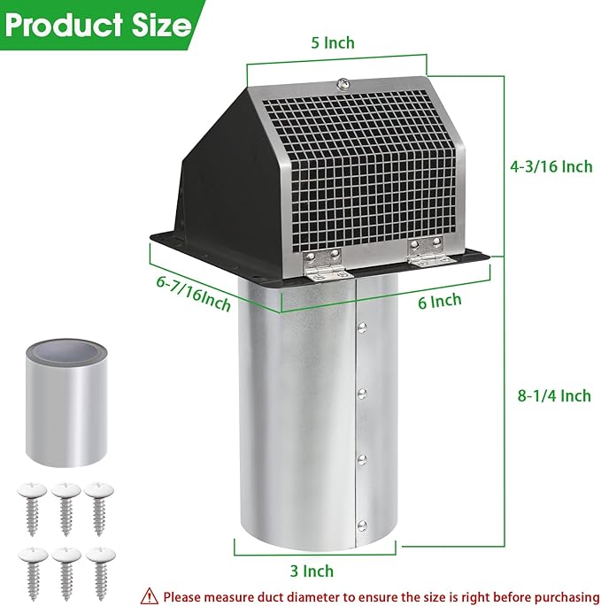 3 Inch Dryer Vent Cover Wall Vent Hood - Image 2