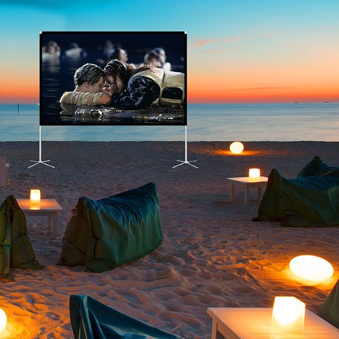 Projector Screen and Stand 100 Inch Portable Outdoor Projection Screen 16:9 4K - Image 2