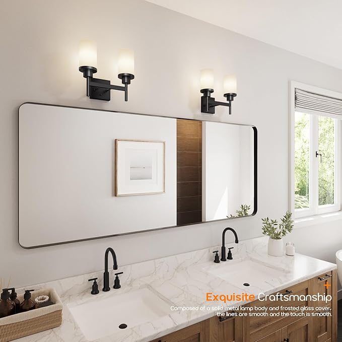 AONEON Wall Light Fixtures Matte Black Bathroom Vanity Lights Over Mirror - Image 8