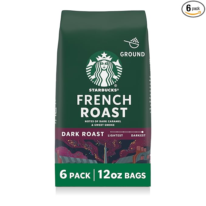 Starbucks Ground Coffee, Dark Roast Hot or Iced Coffee, French Roast, Six 12 oz by StarbucksCoffee