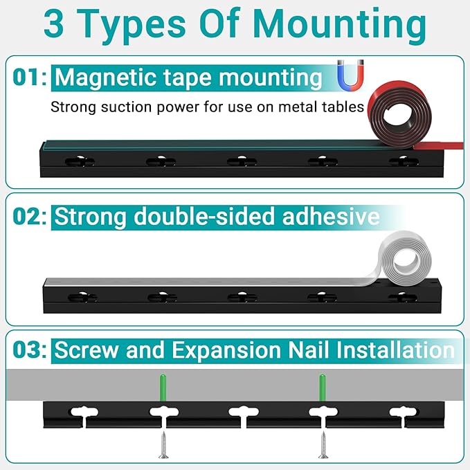 Cable Hider Raceway Kit, Magnetic Cable Management Under Desk - Image 6