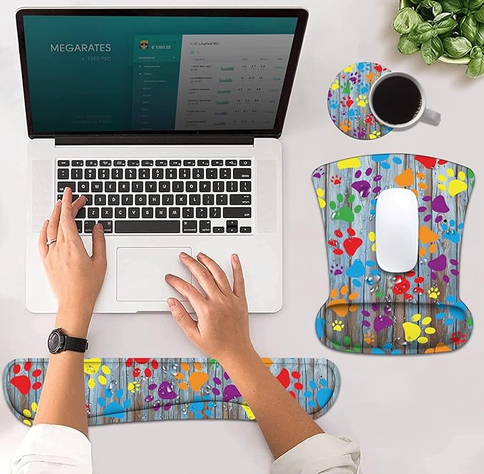 Ergonomic Mouse Pad Wrist Support and Keyboard Wrist Rest Set - Image 4