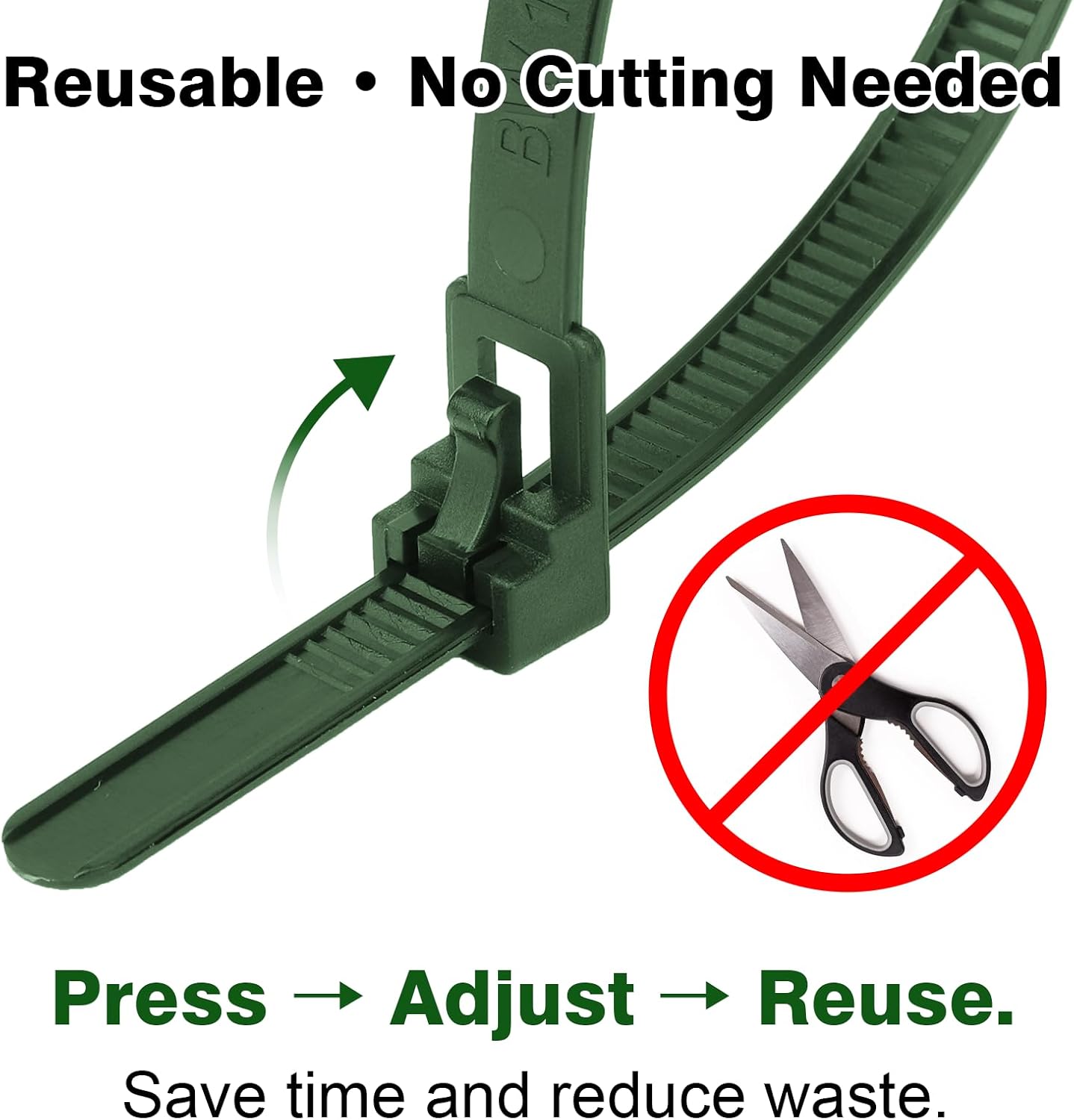 100 Pack Reusable Zip Ties 24 Inch Extra Long Cable Ties Dark Green | Reusable Trigger Release / Industrial Nylon / UV Resistant / Non-Slip Self-Locking / Round Ends No Hurt / Extra Long 24"