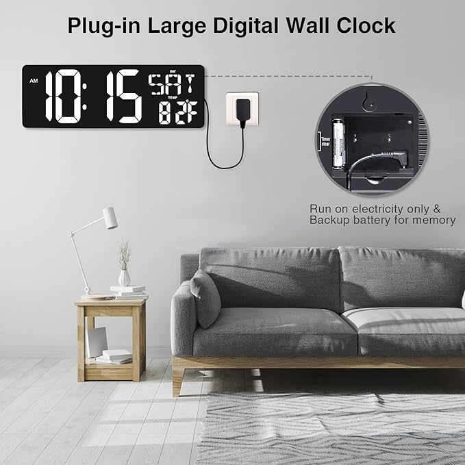 XREXS Large Digital Wall Clock - Image 7
