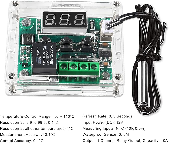 AEDIKO 2pcs W1209 DC 12V Digital Temperature Controller Board Digital Display - Image 3