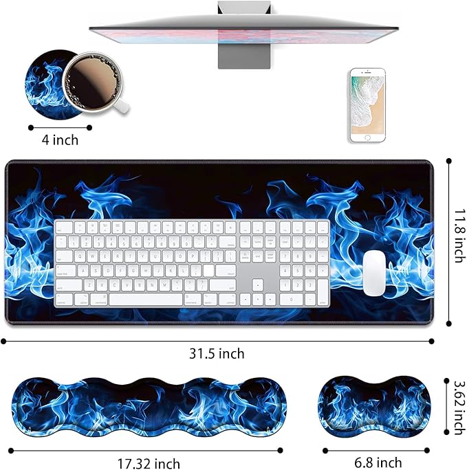 4 in 1 Ergonomic Keyboard Wrist Rest & Mouse Pad Wrist Rest Set, Large XXL - Image 2