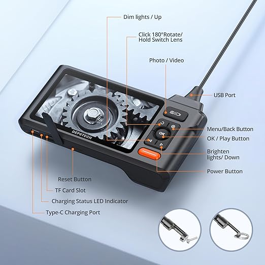 Triple Lens Borescope Tool, DEPSTECH 5" IPS Screen Endoscope Camera - Image 9