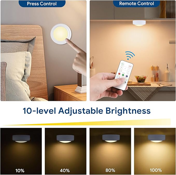Yiliaw 12 Pack LED Puck Lights Remote Control 16 Color Changeable Under Cabinet - Image 3