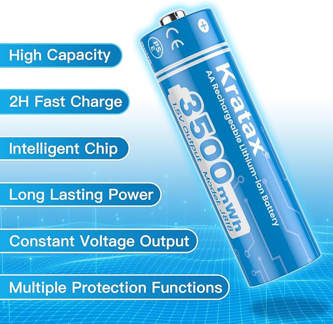 Kratax New AA Rechargeable Lithium Batteries 8 Count 1.5V Lithium ion - Image 3