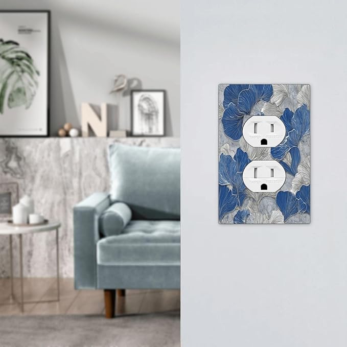 Bvtewkhz Abstract Blue Marble Plant Leaves Duplex Outlet Decorative Light - Image 6