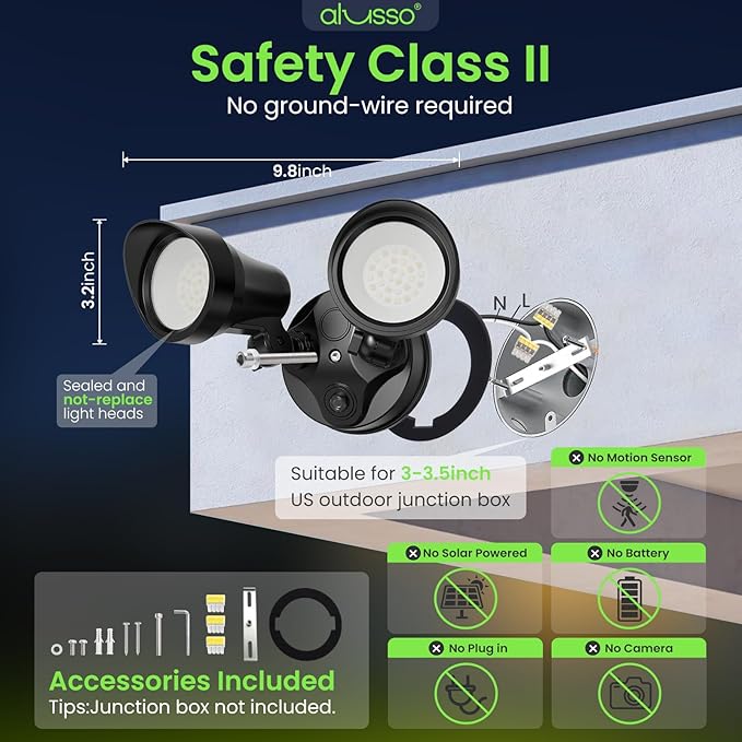 ALUSSO Dusk to Dawn Outdoor Lighting, 25W 2000LM Dusk Till Dawn Outdoor Light - Image 2