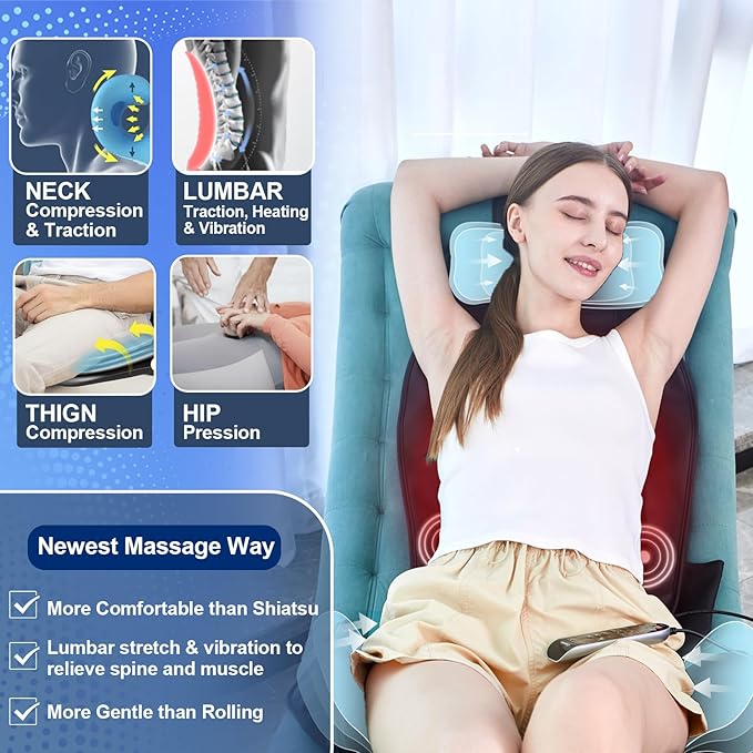 Back Massager with Heat & Traction & Vibration, Seat Massager Pad - Image 7