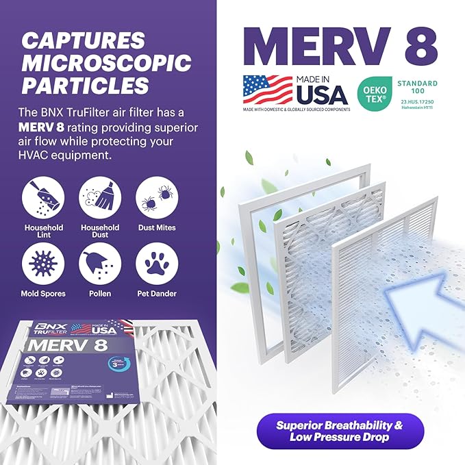 BNX TruFilter 16x16x1 Air Filter MERV 8 - Image 3