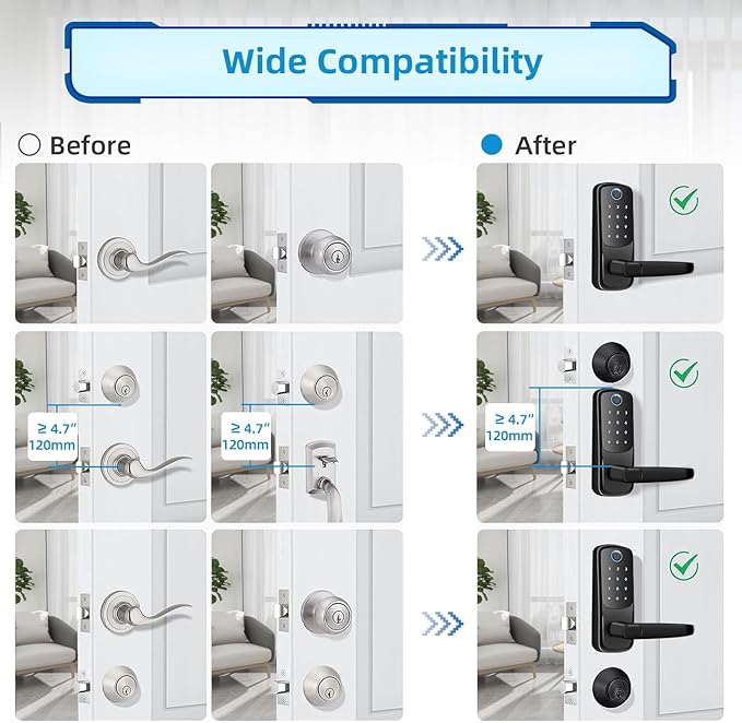 Smart Door Lock with Handle, Keyless Entry Digital Lock - Image 6