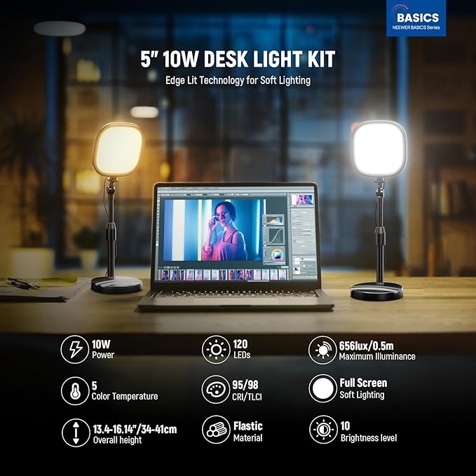 NEEWER Basics 2 Pack 5" Full Screen LED Ring Light - Image 2