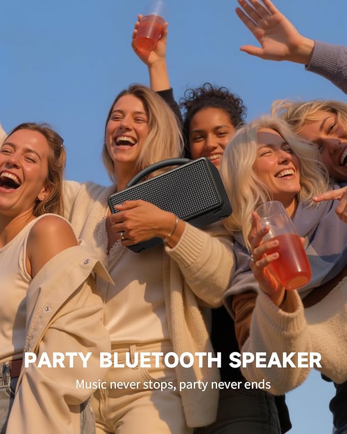 DINDIN Portable Bluetooth Speaker: 80W, 20H Playtime, Loud Wireless Wood - Image 4
