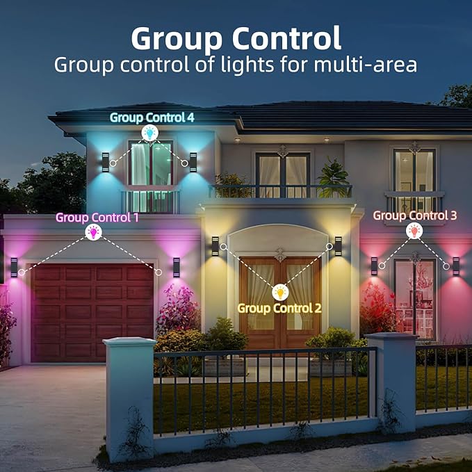 Zinola Outdoor Smart Wall Lights 2 Pack, Aluminum Exterior Lighting Fixtures - Image 6