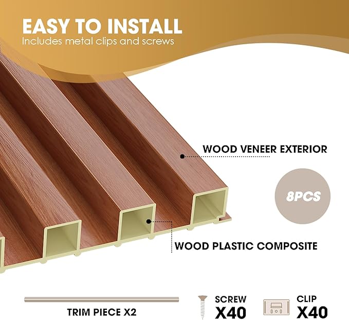 OUZUGIE WPC Acoustic Slat Wall Paneling, Living Room, TV Background, Study Room - Image 4