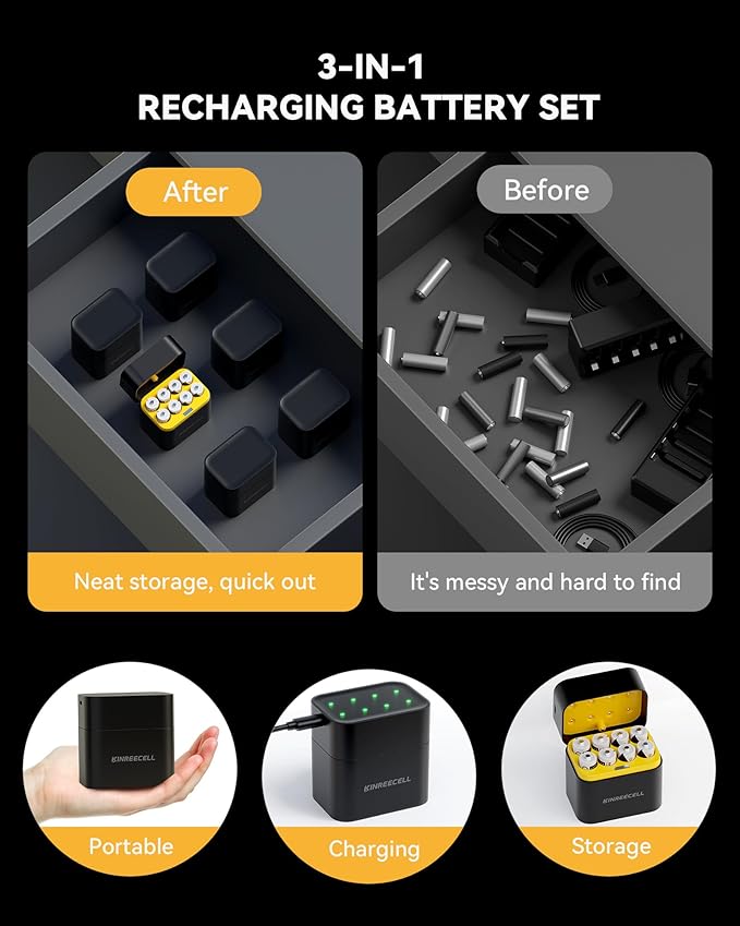 KINREECELL 8 Pack Rechargeable AA Batteries - Image 2