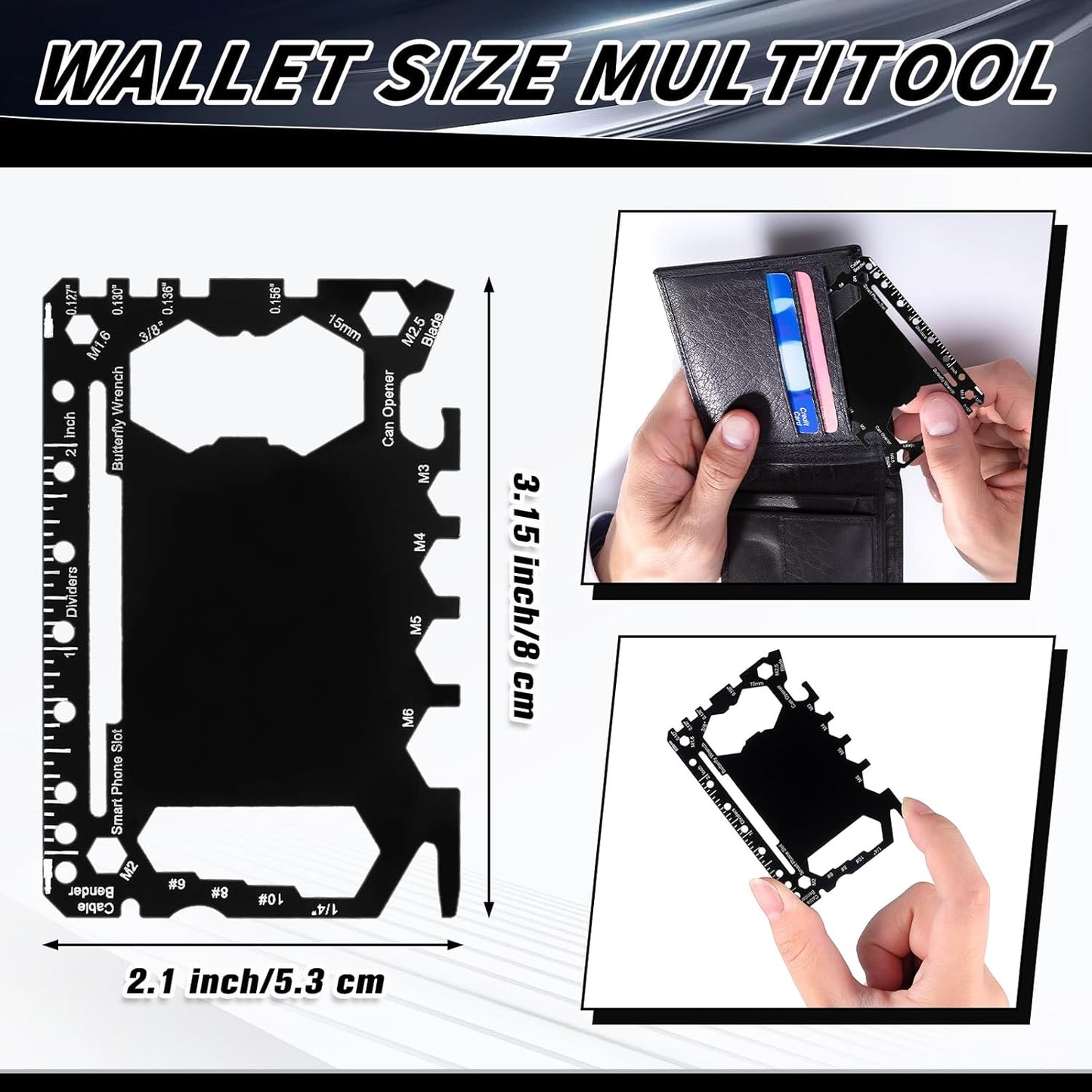 Cholemy 36 Pcs Credit Card Wallet Multitool 46 in 1 | 46 in 1, Metal Stainless Steel, Survival Pocket Tool, Bottle Opener, Multipurpose for Husband Dad Men Christmas Birthday Gift