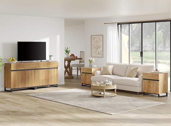 WAMPAT Modern TV Stand for TVs up to 70 inch, 2 in 1 Entertainment Center TV - Image 7