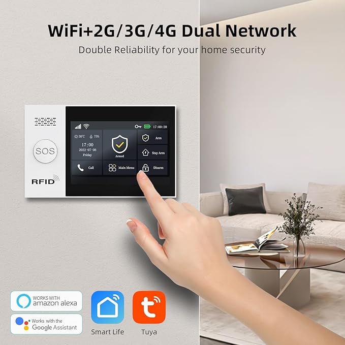 LWOHSI Home Security Systems, Wireless 4.3" Fulltouch Screen Home Alarm Kits - Image 3
