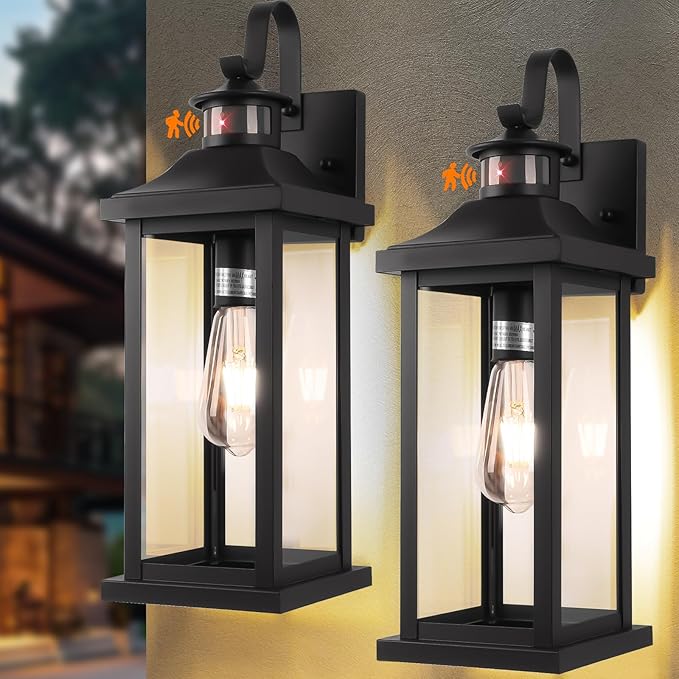 Roravilila 18 Inch Motion Sensor Outdoor Lights 2-Pack, Large Black Dusk to - Image 9