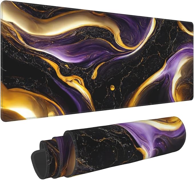 Black Marble Extended Big Mouse Pad Large, XL Gaming Mouse Pad Desk Pad by CANFLASHION