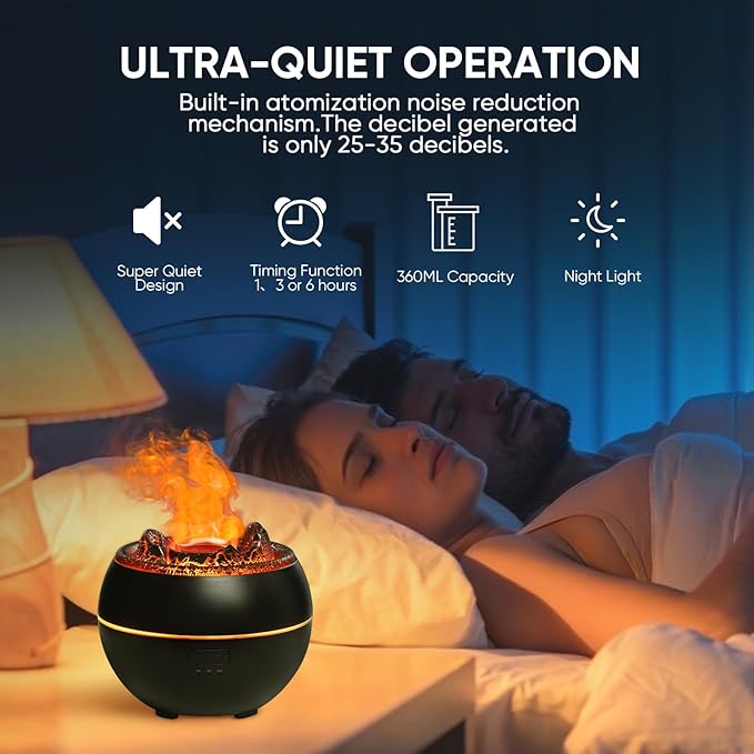 Essential Oil Diffuser, Volcano Fire Flame Aromatherapy Diffuser, 360ml - Image 4