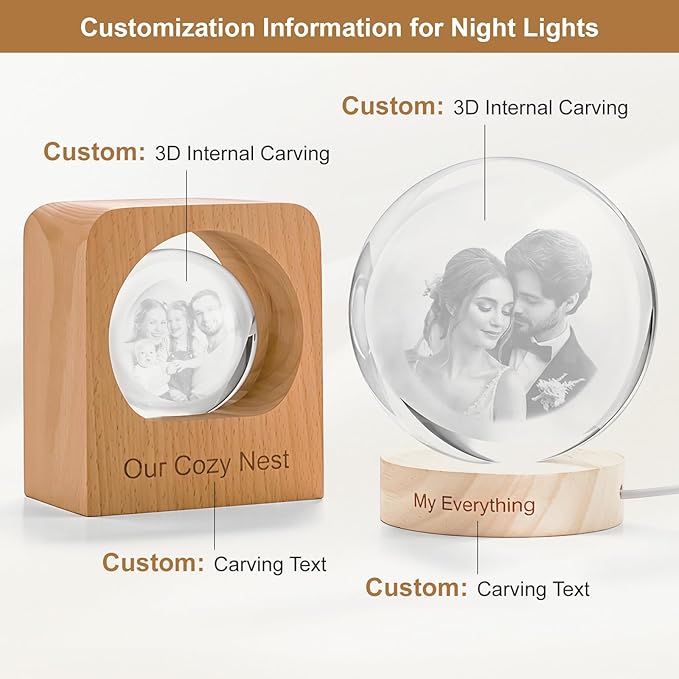 Yijhpbc Custom 3D Crystal Photo Night Light Personalized Photo Crystal Ball - Image 5
