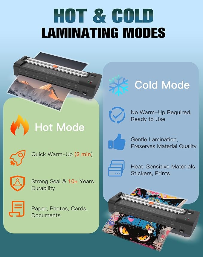 13 Inch Laminator Machine with Auto Paper Feed, Never Jam A3 Thermal & Cold - Image 4