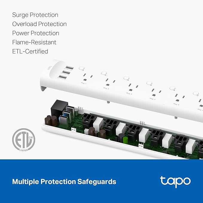 Tapo Smart Wi-Fi Power Strip- 6 Individually Controlled Smart Outlets and 3 USB - Image 7