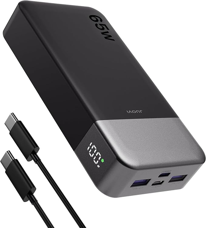 JUOVI Power Bank 65W 20000mAh Laptop Portable Charger, PD QC Fast Charging by JUOVI