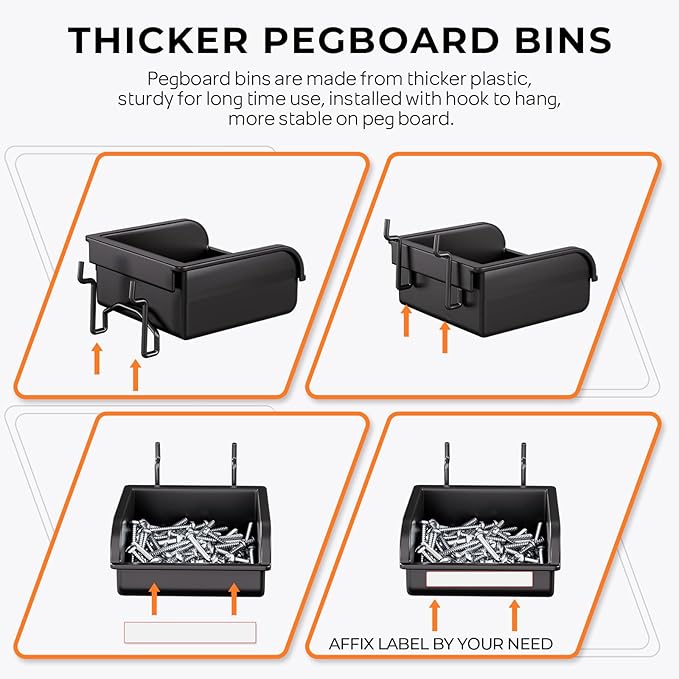INCLY 220PCS Extra Thick 1/4" Pegboard Accessories Organizer Kit, Heavy Duty - Image 5