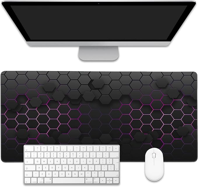 EOBKLAX Grid with Purple Light Large Gaming Mouse Pad, Waterproof Desk Mat by EOBKLAX