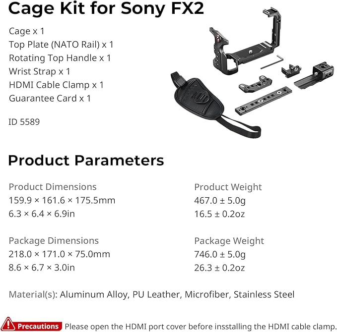SMALLRIG Camera Cage Kit for Sony FX2, HawkLock Quick Release Cage - Image 9