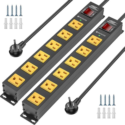 CRST 2Pack 6 Outlet Surge Protector Power Strip 2100J by CRST